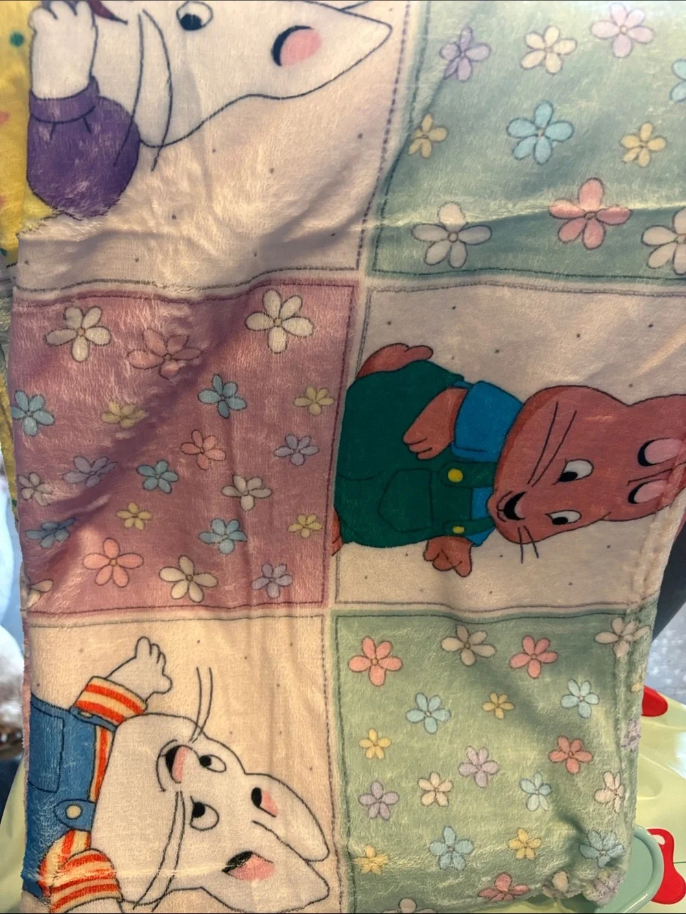 Children’s Patchwork Animal Cotton Throw Blanket - Pink, Green, Blue